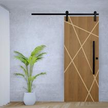 Porta de Correr Padrão Imbuia Agatha Trilho Soft Puxador Tubolar 800 Mm 102 X 210 Abertura Direita