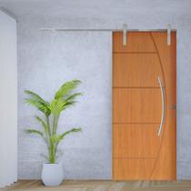 Porta de Correr Padrão Imbuia Belissima 6 Trilho Soft Puxador Curvo 600 Mm Cromado 120 X 210 Direito