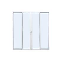 Porta de Correr Panorâmica em Alumínio Branco Caribe Max 215x200x11,8cm 4 Folhas c/ Ferchadura c/ Vidro Temperado Tela J