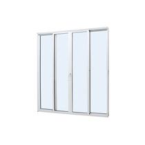 Porta de Correr Panorâmica em Alumínio Branco Caribe Max 215x200x8cm 4 Folhas c/ Ferchadura c/ Vidro Temperado Jap