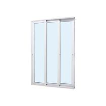 Porta de Correr Panorâmica em Alumínio Branco Perfecta Max 215x150x13,1cm 3 Folhas Móveis Vidro Temp Jap