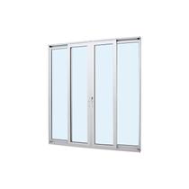 Porta de Correr Panorâmica em Alumínio Branco Perfecta Max 215x200x9,8cm 4 Folhas c/ Vidro Temp Jap