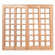 Porta de Correr Quadriculada Reta 4 Folhas P.Cedro Ecalipto Cx10