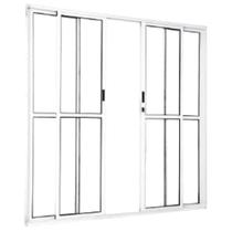 Porta de Correr Sacada 4 Folhas 2.10 X 1.80 Branca Linha 25 Com Fechadura