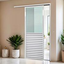 Porta de Correr Suspensa 210x70cm Meia Veneziana Meia Vidro Dir L.25 Brimak Abertura Direita