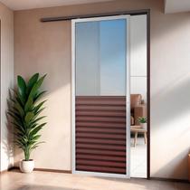 Porta de Correr Suspensa 210x70cm Meia Veneziana Meia Vidro Dir L.25 Brimak