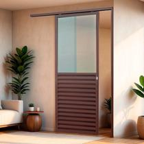 Porta de Correr Suspensa 210x70cm Meia Veneziana Meia Vidro Esq L.25 Brimak