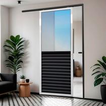 Porta de Correr Suspensa 210x80cm Meia Veneziana Meia Vidro Esq L.25 Brimak