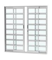 Porta de correr travessa 4 folhas branca vidro liso com fechadura linha 25 premium