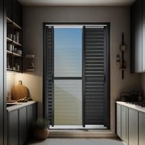Porta de Correr Venez. 3 Folhas Moveis 210 X 120 Elite com Fechadura Tetra Vidro Reflex