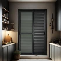 Porta de Correr Venez. 3 Folhas Moveis 210 X 120 Elite com Fecho Automático Vidro Liso