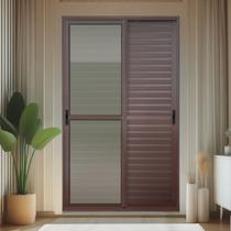 Porta de Correr Venez. 3 Folhas Moveis 210 X 150 Elite com Fecho Automático Vidro Liso