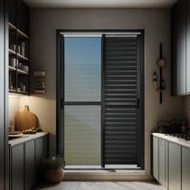 Porta de Correr Venez. 3 Folhas Moveis 210 X 150 Elite com Fecho Automático Vidro Reflex