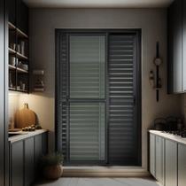 Porta de Correr Venez. 3 Folhas Moveis 210 X 200 Elite com Fechadura Tetra Vidro Liso