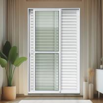 Porta de Correr Venez. 3 Folhas Moveis 210 X 200 Elite com Fechadura Tetra Vidro Liso