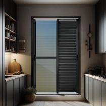 Porta de Correr Venez. 3 Folhas Moveis 210 X 200 Elite com Fecho Automático Vidro Reflex