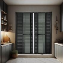 Porta de Correr Venez. 6 Folhas Moveis 210 X 200 Elite com Fechadura Tetra Vidro Liso