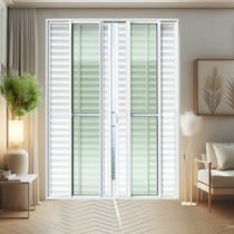 Porta de Correr Venez. 6 Folhas Moveis 210 X 240 Elite com Fechadura Tetra Vidro Liso