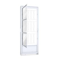 Porta de Giro de Aço com Postigo 215 x 85 x 12 cm Direita Grade Mosaico Riobras Pronta Porta de Giro de Aço com Postigo 215 x 85 x 12 cm Direita Grade Mosaico Riobras Pronta