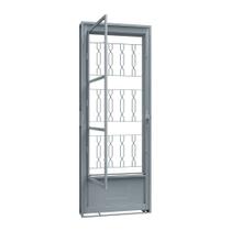 Porta de Giro de Aço com Postigo 215 x 85 x 6,5 cm Direita Grade Mosaico Riobras