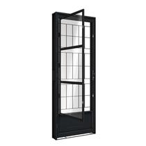 Porta de Giro de Aço com Postigo 215 x 85 x 6,5 cm Preto Esquerda Grade Quadrada Riobras Pronta