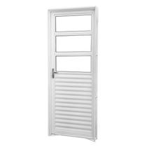 Porta de Giro em Aço Branco 3 Vidros 215x84x12 cm Esquerda Ideal CRV