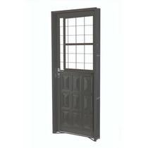 Porta de Giro em Aço Primer Mista 215x87x6 cm Grade Quadriculada Esquerda Aciaço CRV