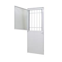 Porta de Giro em Alumínio Branco Caribe Max 215x80x6cm Esquerda c/ Postigo Grade Jap