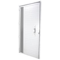 Porta de Giro em Alumínio Lambri Branco Puxador Oval 215x100x4 cm Esquerda Nobre CRV Porta de Giro em Alumínio Lambri Branco Puxador Oval 215x100x4 cm Esquerda Nobre CRV