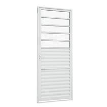 Porta de Giro em Alumínio Veneziana Divisão Horizontal e Báscula 215x87x3,15 cm Branca Direita Alumislim Sasazaki