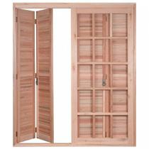 Porta de Madeira Balcão Pantográfica 213x140cm com Batente de14cm EWK 470 Rondosul