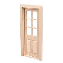 Porta de madeira em miniatura de 6 painéis com janela de PVC para casa de bonecas Porta de madeira em miniatura de 6 painéis com janela de PVC para casa de bonecas