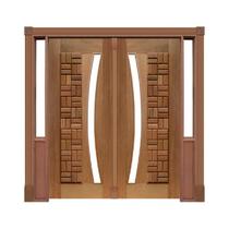 Porta de Madeira Maciça Pivotante 215x225cm Cedro Arana Batente 14cm Natural