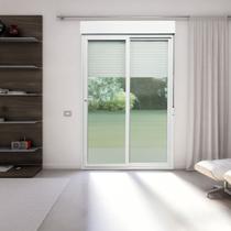 Porta de PVC Integrada de Correr 230x120cm com 2 Vidros Lisos Temperados Itec Brimak Ambos Os Lados Branco