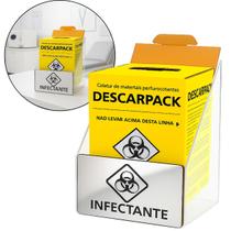 Porta Descarpack 7litros Caixa Coletora Parede Mesa Balcão Resíduos Infectantes Descarte Biológico Porta Descarpack 7litros Caixa Coletora Parede Mesa Balcão Resíduos Infectantes Descarte Biológico