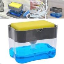 Porta Detergente 2 Em 1 Suporte De Esponja Bucha Limpeza Dispenser Sabão Detergente Suporte De Esponja Lavar Louça Organizador Pia Bancada Cozinha
