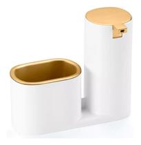 Porta Detergente Com Suporte de Bucha Dispenser Pia Branco Dourado