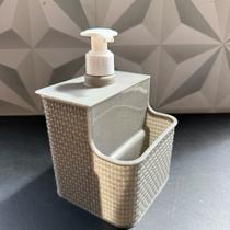 Porta detergente de plástico com suporte para bucha cinza plasútil com botão sabonete líquido de cozinha 500ml marrom Porta detergente de plástico com suporte para bucha cinza plasútil com botão sabonete líquido de cozinha 500ml marrom