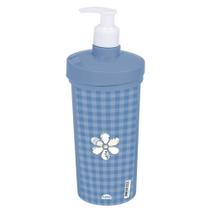 Porta detergente decorado 540 ml com pressurizador azul Plasutil ref.3258