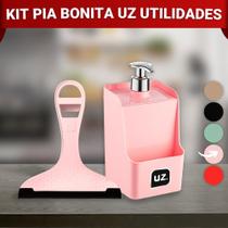 Porta Detergente Dispenser c/ Suporte p/ Bucha e Rodinho de Pia Organização Limpeza Higiêne Porta Detergente Dispenser c/ Suporte p/ Bucha e Rodinho de Pia Organização Limpeza Higiêne