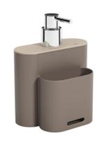 Porta Detergente Dispenser com Suporte para Bucha 500 ml Warm Gray e Light Gray Coza Porta Detergente Dispenser com Suporte para Bucha 500 ml Warm Gray e Light Gray Coza