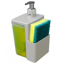 Porta Detergente Dispenser com Válvula Pump e Apoio para Esponja Bucha 500ml Organizador de Pia