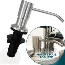 Porta Detergente Dispenser De Embutir Dosador Aço Inox 500ml Sabonete Liquido Embutido Bancada Cuba Cozinha Banheiro Prata Inox Escovado Preto Fosco
