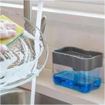 Porta Detergente Dispenser Dosador Com Bucha Esponja lava Louça 2 Em 1, Plastico Resistente, Pia de Cozinha, Pratico