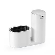Porta Detergente Dispenser Líquido Esponja Prático com Dosador Arthi Linha Conceito Branco e Cromado