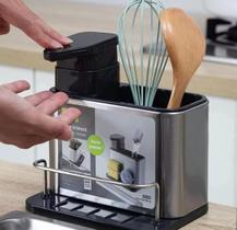 Porta Detergente Dispenser Sabão Liquido Esponja Bucha Inox