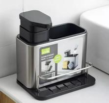 Porta Detergente Dispenser Sabão Liquido Esponja Bucha Inox