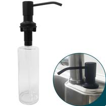 Porta Detergente Dosador Preto Fosco Inox 304 Embutir Pia 500ml Porta Sabonete Sabão Líquido Embutido Bancada Cozinha Banheiro Suporte Detergente