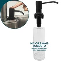 Porta Detergente Dosador Preto Fosco Inox 304 Embutir Pia 500ml Porta Sabonete Sabão Líquido Embutido Bancada Cozinha Banheiro Suporte Detergente