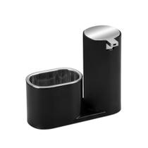 Porta Detergente E Bucha Preto/Cromado Dispenser Arthi